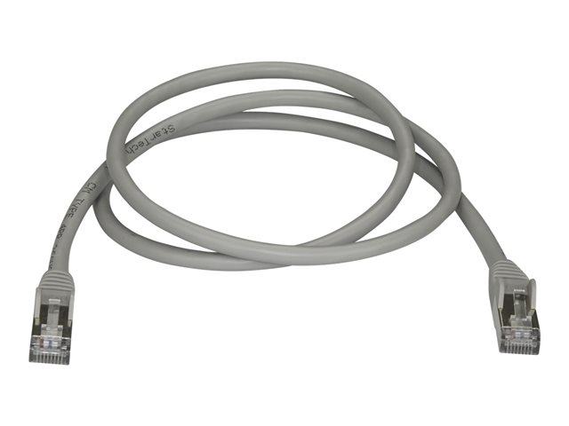 StarTech.com 1m CAT6A Ethernet Cable, 10 Gigabit Shielded Snagless RJ45 100W PoE Patch Cord, CAT 6A 10GbE STP Network Cable w/Strain Relief, Grey, Fluke Tested/UL Certified Wiring/TIA - Category 6A - 26AWG (6ASPAT1MGR) - Patch cable - RJ-45 (M) to RJ-45 (M) - 1 m - STP - CAT 6a - molded, snagless - grey