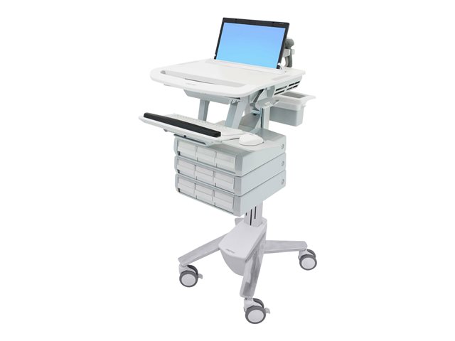 Ergotron StyleView - Cart - open architecture - for notebook / PC equipment - medical - plastic, aluminium, zinc-plated steel - grey, white, polished aluminium - screen size: 17.3\" wide