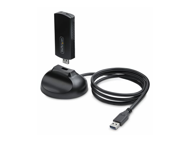 StarTech.com Wi-Fi 6E USB Adapter/Dongle, For Desktop/Laptop PC, Wireless NIC w/Foldable Antenna, WiFi Adapter Supports 802.11 b/g/n/ac/ax, 2.4/5/6 GHz Network Compatible - Network adapter - USB 3.0 - Wi-Fi 6E - black