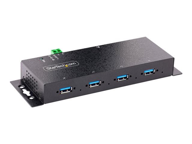 StarTech.com 4-Port Industrial USB 3.0 5Gbps Hub, Rugged USB Hub w/15kV Air/8kV Contact ESD and Surge Protection, DIN/Wall/Desk Mountable USB-A Hub, USB Expansion Hub with Locking Ports - Metal Construction (5G4AINDNP-USB-A-HUB) - Hub - industrial - 4 x USB 3.2 Gen 1 - desktop, DIN rail mountable, wall-mountable