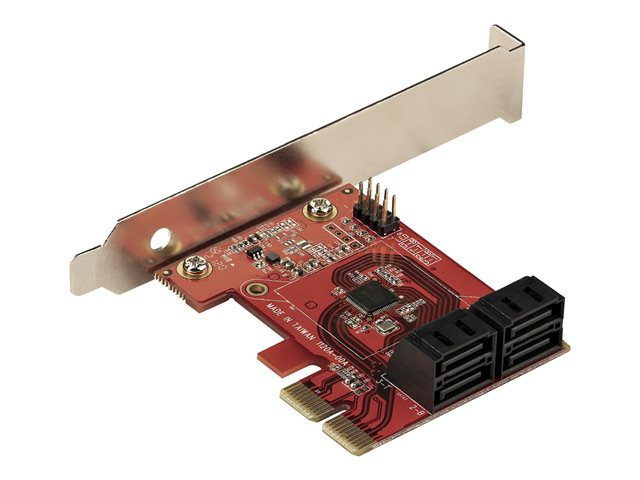StarTech.com SATA PCIe Card, 4 Port PCIe SATA Expansion card, 6Gbps SATA Card, Low/Full Profile, SATA Stacked Connectors, ASM1164 Non-Raid SATA Controller Card - PCI Express to SATA Converter - Storage controller - SATA 6Gb/s - low profile - PCIe 3.0 x2 - red