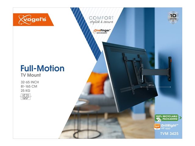 Vogel's Comfort TVM 3425 - Mounting kit (bracket, interface bar, interface display strips) - full-motion - for flat panel - aluminium - black - screen size: 32\"-65\" - wall-mountable