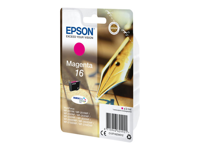 Epson 16 - 3.1 ml - magenta - original - ink cartridge - for WorkForce WF-2010, 2510, 2520, 2530, 2540, 2630, 2650, 2660, 2750, 2760