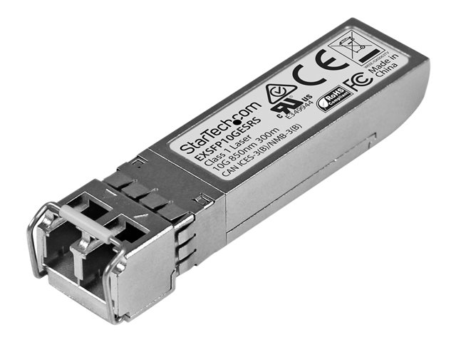 StarTech.com Juniper EX-SFP-10GE-SR Compatible SFP+ Module, 10GBASE-SR, 10GbE Multimode Fiber MMF Optic Transceiver, 10GE Gigabit Ethernet SFP+, LC Connector, 300m, 850nm, DDM, Mini GBIC - Lifetime Warranty (EXSFP10GESRS) - SFP+ transceiver module (equivalent to: Juniper EX-SFP-10GE-SR) - 10GbE - 10GBase-SR - LC multi-mode - up to 300 m - 850 nm