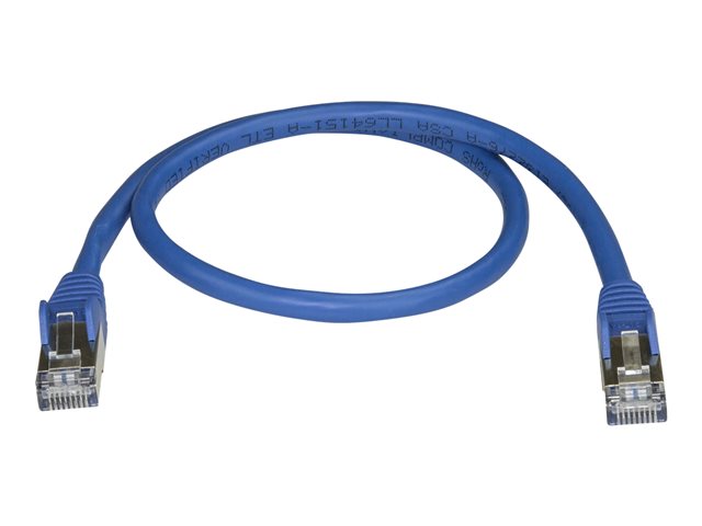 StarTech.com 50cm CAT6A Ethernet Cable, 10 Gigabit Shielded Snagless RJ45 100W PoE Patch Cord, CAT 6A 10GbE STP Network Cable w/Strain Relief, Blue, Fluke Tested/UL Certified Wiring/TIA - Category 6A - 26AWG (6ASPAT50CMBL) - Patch cable - RJ-45 (M) to RJ-45 (M) - 50 cm - STP - CAT 6a - snagless - blue
