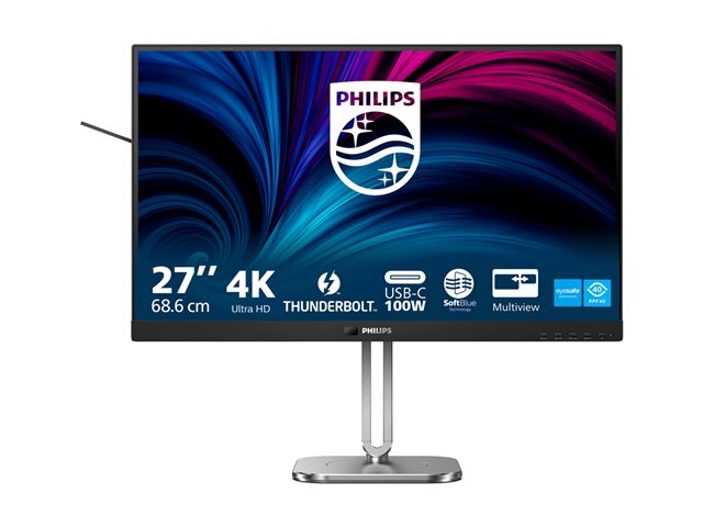 Philips 27B2U6903 - 6000 Series - LED monitor - 27\" - 3840 x 2160 4K UHD (2160p) @ 60 Hz - IPS - 350 cd/m² - 1000:1 - 4 ms - Thunderbolt 4, 2xHDMI, DisplayPort - speakers - charcoal, silver
