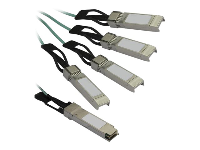 StarTech.com AOC Breakout Cable for Cisco QSFP-4X10G-AOC10M, 15m/49ft 40G 1x QSFP+ to 4x SFP+ AOC Cable, 40GbE / 40Gbps QSFP Plus Transceiver Module Active Optical Fiber, C9300, C3850 - Lifetime Warranty (QSFP4X10AO15) - Breakout cable - QSFP+ latched to SFP+ latched - 15 m - fibre optic - SFF-8431/SFF-8432/SFF-8436 - active - black