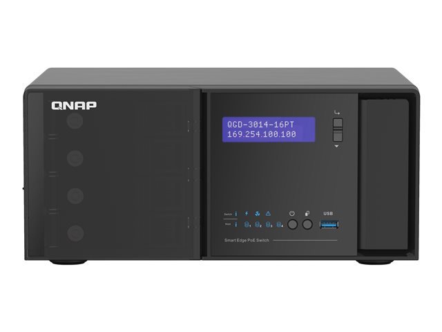 QNAP QGD-3014-16PT - Switch - smart - 16 x 10/100/1000 (PoE+) + 2 x combo Gigabit SFP - desktop - PoE+ (140 W)