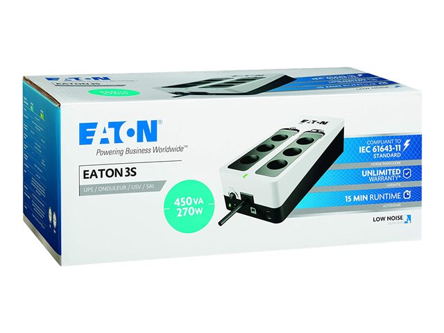 Eaton 3S 450 - UPS - AC 220-240 V - 270 Watt - 450 VA - 1-phase - output connectors: 6