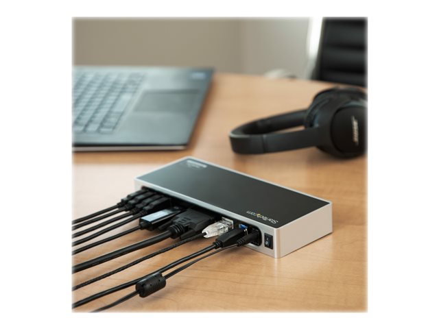 StarTech.com USB 3.0 Docking Station, Dual Monitor Laptop Docking Station with HDMI & DVI/VGA Video, 6-port USB 3.1 Gen 1 5Gbps Hub, GbE, Audio, Universal USB Type-A Dock, Windows & Mac - Dual Display Dock (DK30ADD) - Docking station - USB - DVI, HDMI - 1GbE - for P/N: DK30A2DH, SVA20N2NEUA