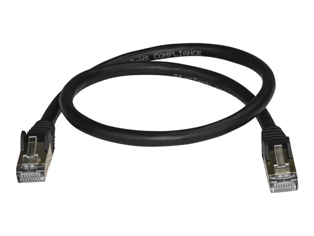 StarTech.com 50cm CAT6A Ethernet Cable, 10 Gigabit Shielded Snagless RJ45 100W PoE Patch Cord, CAT 6A 10GbE STP Network Cable w/Strain Relief, Black, Fluke Tested/UL Certified Wiring/TIA - Category 6A - 26AWG (6ASPAT50CMBK) - Patch cable - RJ-45 (M) to RJ-45 (M) - 50 cm - STP - CAT 6a - snagless - black