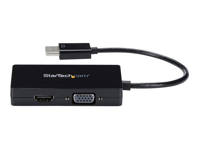 StarTech.com 3 in 1 DisplayPort Multi Video Adapter Converter - 1080p DP Laptop to HDMI VGA or DVI Monitor or Projector Display (DP2VGDVHD) - Adapter - DisplayPort male to HD-15 (VGA), DVI-D, HDMI female - 26.6 m - black - active, 1920 x 1200 (WUXGA) support