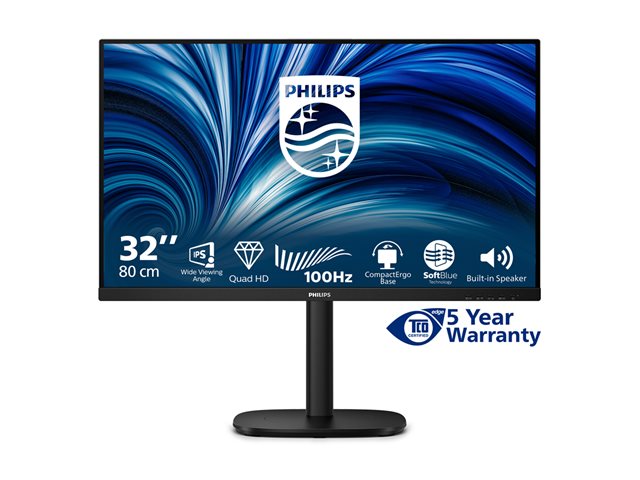 32B2N3500 32\" IPS QHD, 4ms, 2560x1440@100Hz 16:9, DP-2xHDMI, 4xUSB 3.2, Brightness 350 cd/m², S Contrastratio 50M:1, Viewing angle 178°/178°, Speakers, Height adjustment, Pivot, Black, Low Blue Light
