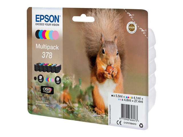 Epson 378 Multipack - 6-pack - black, yellow, cyan, magenta, light magenta, light cyan - original - blister with RF/acoustic alarm - ink cartridge - for Expression Home XP-8605, XP-8606, Expression Photo XP-8500 Small-in-One