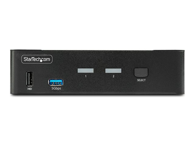 StarTech.com 2-Port DisplayPort KVM Switch, 8K 60Hz / 4K 144Hz, Single Display, DP 1.4, 2x USB 3.0 Ports, 4x USB 2.0 HID Ports, Push-Button & Hotkey Switching, TAA Compliant - OS Independent, Metal Housing (D86A2-2-PORT-8K-KVM) - KVM / audio / USB sw