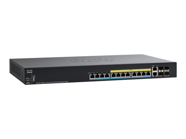 Cisco Small Business SG350X-12PMV - Switch - Managed - 12 x 100/1000/2.5G/5GBase-T (PoE+) + 2 x combo 10 Gigabit SFP+ + 2 x 10 Gigabit SFP+ - rack-mountable - PoE+ (375 W)