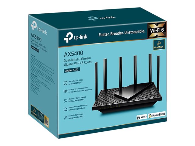 TP-Link Archer AX72 V1 - Wireless router 4-port switch - 1GbE - Wi-Fi 6 - Dual Band