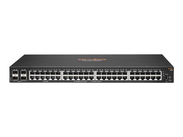 HPE Aruba 6100 48G 4SFP+ Switch - Switch - Managed - 48 x 10/100/1000 + 4 x 1 Gigabit / 10 Gigabit SFP+ - side to side airflow - rack-mountable