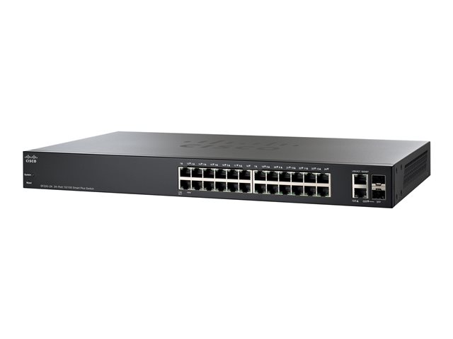 Cisco 220 Series SF220-24 - Switch - Managed - 24 x 10/100 + 2 x combo Gigabit SFP - desktop, rack-mountable - refurbished