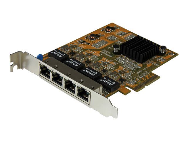 StarTech.com 4 Port Gigabit NIC PCIe Network Card - Quad Port Adapter (ST1000SPEX43) - Network adapter - PCIe - Gigabit Ethernet x 4 - yellow