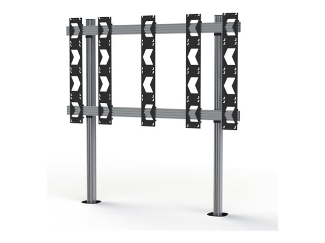 B-TECH System X BT93UNIUPS-B-4X4 - Stand - open frame - for 4x4 dvLED video wall - bolt-down - black with silver column - floor-standing