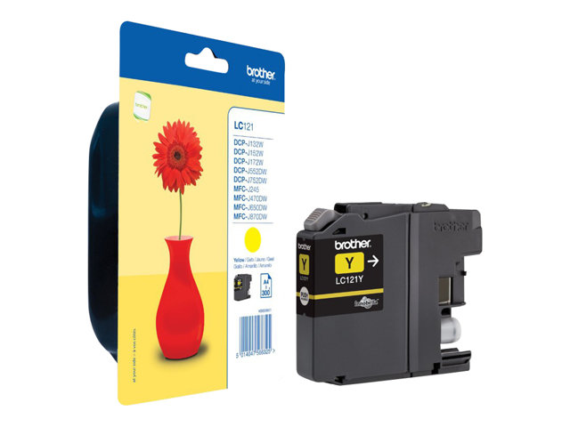 Brother LC121Y - Yellow - original - blister - ink cartridge - for Brother DCP-J100, J105, J132, J152, J552, J752, MFC-J245, J470, J650, J870