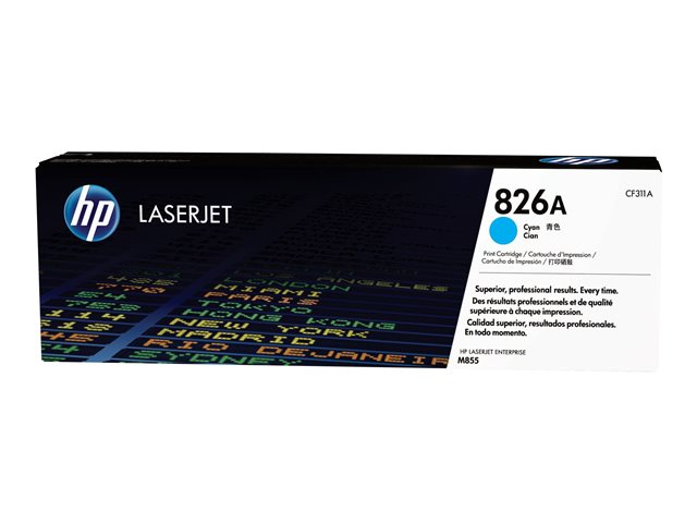 HP 826A - Cyan - original - LaserJet - toner cartridge (CF311A) - for Color LaserJet Enterprise M855dn, M855x+, M855x+ NFC/Wireless direct, M855xh