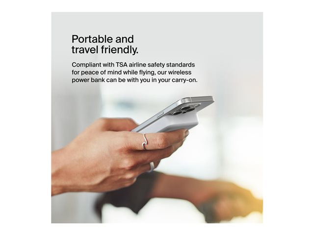 Belkin BoostCharge Pro - Wireless power bank - magnetic with Qi2 - 10000 mAh - 15 Watt - Fast Charge, PD - 2 output connectors (magnetic, 24 pin USB-C) - on cable: USB-C - white - for Apple iPhone 12, 13, 15, Google Pixel 6, 7, Samsung Galaxy S22+, S23, S23+