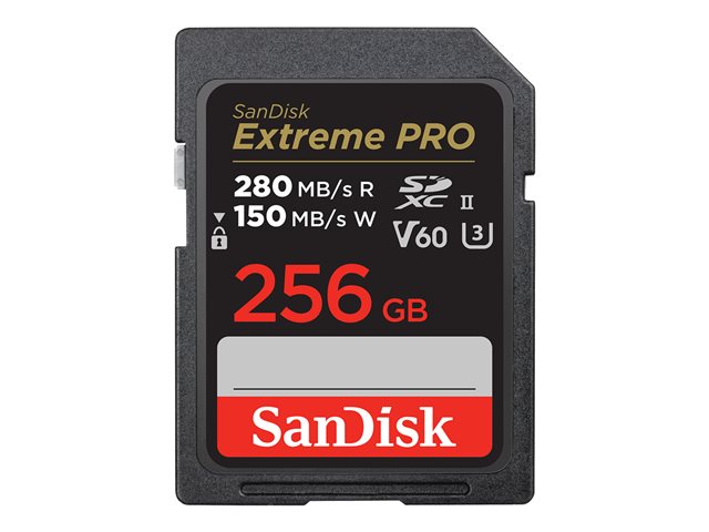 SanDisk Extreme Pro - Flash memory card - 256 GB - Video Class V60 / UHS-II U3 / Class10 - SDXC UHS-II