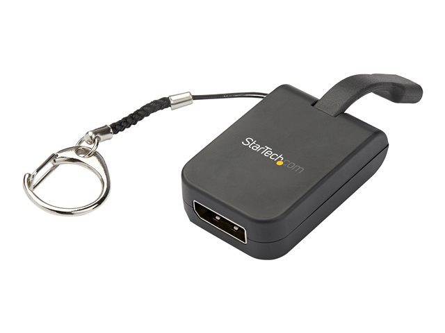 StarTech.com Compact USB C to DisplayPort 1.4 Adapter, 8K 60Hz/4K USB-C to DP Video Converter w/ Keychain Ring, USB Type-C DP Alt Mode (HBR3 HDR DSC) to DP Monitor Dongle, TB3 Compatible - USB-C Keychain Adapter (CDP2DPFC) - USB / DisplayPort adapter - 24 pin USB-C (M) to DisplayPort (F) - Displayport 1.2/Thunderbolt 3 - 4K support - black