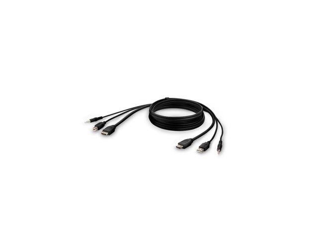 Belkin Secure KVM Combo Cable - Video / USB / audio cable - TAA Compliant - USB, mini jack, HDMI (M) to USB Type B, mini jack, HDMI (M) - 3.05 m - passive, 4K support - black