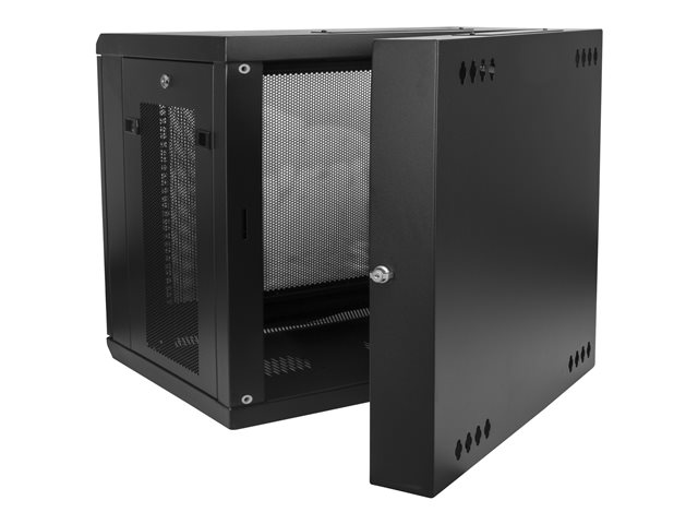StarTech.com 12U 19\" Wall Mount Network Cabinet, 20\" Deep 4 Post Hinged Locking IT Computer Equipment Enclosure with Shelf, Flexible Vented Switch Depth Data Rack Cisco 3850, 2960 Series - 12U Vented Cabinet (RK1224WALHM) - Rack enclosure cabinet - wall mountable - black - 12U