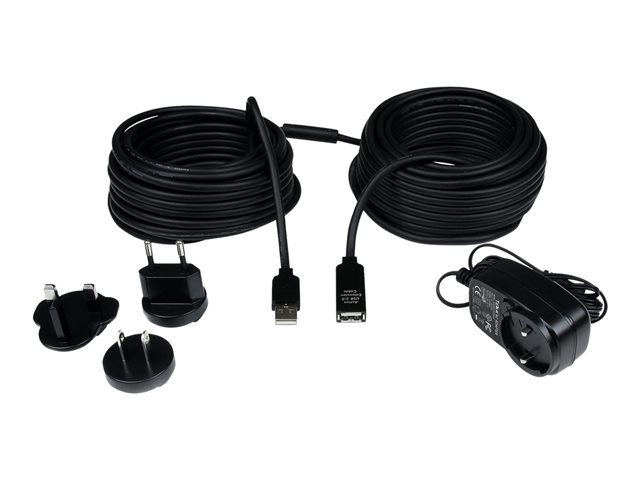 StarTech.com 20m USB 2.0 Active Extension Cable - M/F - USB extension cable - USB (M) to USB (F) - USB 2.0 - 66 ft - active - black - USB2AAEXT20M - USB extension cable - USB (M) to USB (F) - USB 2.0 - 20 m - active - black - for P/N: SVA5H2NEUA, UUSBOTG