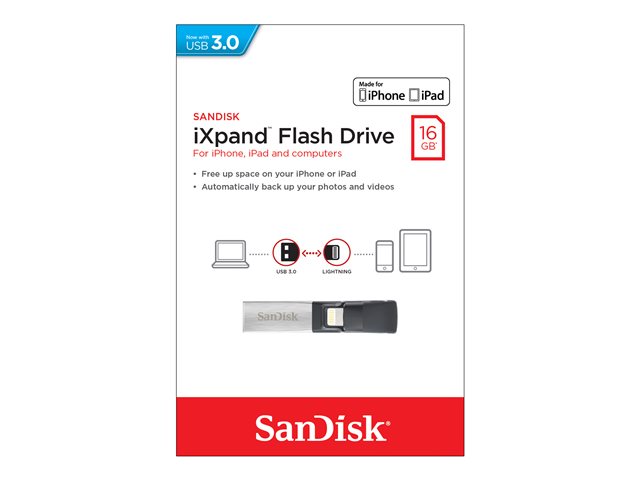 SanDisk iXpand - USB flash drive - 16 GB - USB 3.0 / Lightning