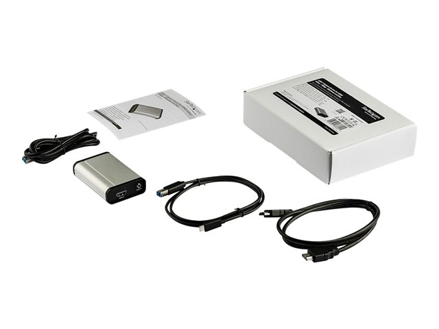 StarTech.com HDMI to USB C Video Capture Device 1080p 60fps, UVC, External USB 3.0 Type-C Capture/Live Streaming, HDMI Audio/Video Recorder Adapter, USB-C/USB-A/Thunderbolt 3 Compatible - HDMI Video Capture (UVCHDCAP) - Video capture adapter - USB 3.0 - silver, black - TAA Compliant