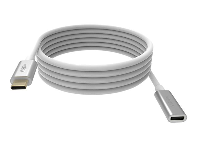 VISION Professional installation-grade USB-C extension cable - LIFETIME WARRANTY - USB 3.2 Gen 1 5 Gbps - supports 3A charging current - USB-C 3.2 (M) to USB-C 3.2 (F) - outer diameter 4.5 mm - 22+30 AWG - 2 m - white