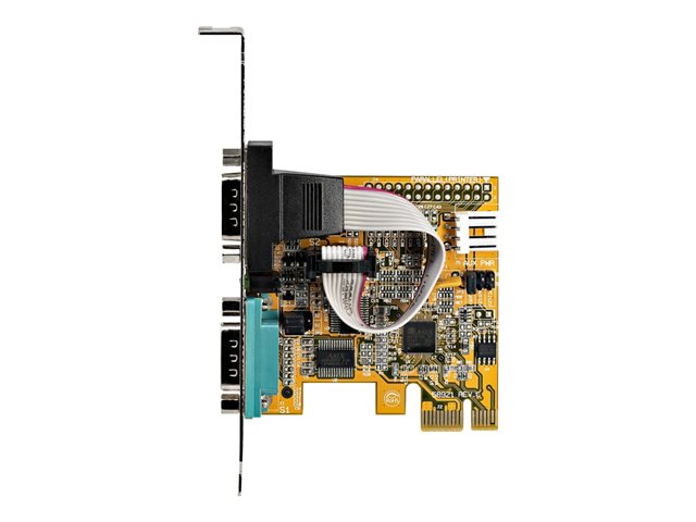 StarTech.com 2-Port PCI Express Serial Card, Dual Port PCIe to RS232 (DB9) Serial Interface Card, 16C1050 UART, Standard or Low Profile Brackets, COM Retention, For Windows & Linux - PCIe to Dual DB9 Card (21050-PC-SERIAL-LP) - Serial adapter - PCIe 2.0 low profile - RS-232 x 2 - yellow