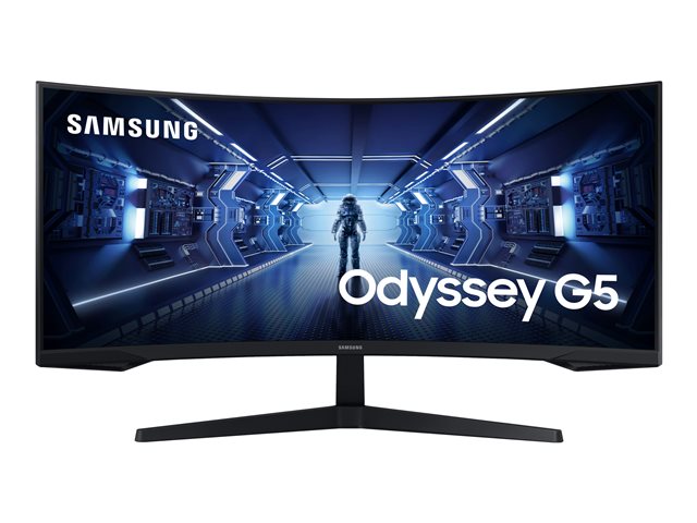 Samsung Odyssey G5 C34G55TWWP - G55T Series - LED monitor - gaming - curved - 34\" - 3440 x 1440 UWQHD @ 165 Hz - VA - 250 cd/m² - 2500:1 - HDR10 - 1 ms - HDMI, DisplayPort - black