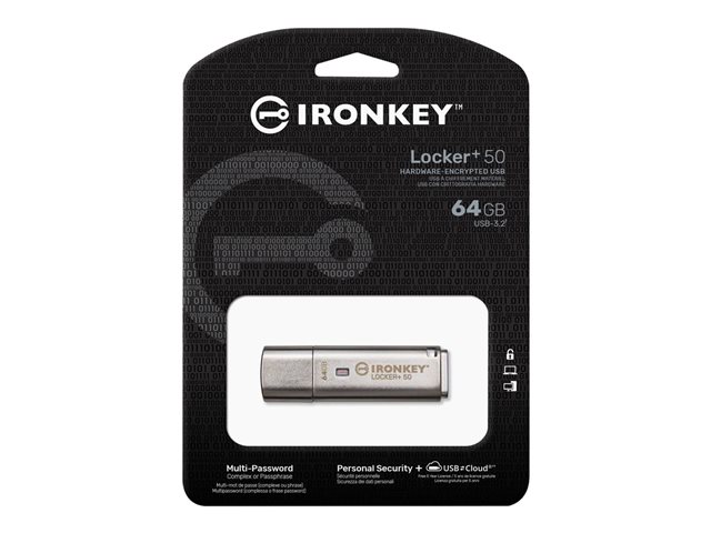 Kingston IronKey Locker+ 50 - USB flash drive - encrypted - 64 GB - USB 3.2 Gen 1
