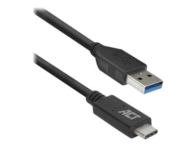 ACT - USB-kabel - USB type A (M) naar 24 pin USB-C (M) - USB 3.2 Gen 1 - 5 / 9 / 12 / 15 / 20 V - 3 A - 1 m - zwart
