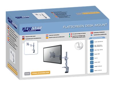 Neomounts FPMA-D1330 - Mounting kit - full-motion - for LCD display - silver - screen size: 10\"-30\" - clamp mountable, grommet, desk-mountable