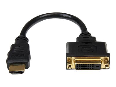 StarTech.com HDMI Male to DVI Female Adapter - 8in - 1080p DVI-D Gender Changer Cable (HDDVIMF8IN) - Adapter - HDMI male to DVI-D female - 20.32 cm - shielded - black - for P/N: BNDDKT30CAHV, CDP2DVIMM2MB, DKT30CSDHPD, DKT30CSDHPD3, DP2DVI2MM3, DP2DVIMM6X10