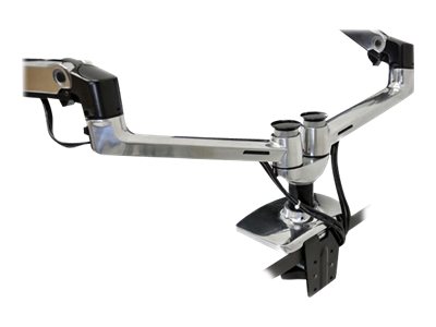 Ergotron LX Dual Side-by-Side Arm - Mounting kit (desk clamp mount, grommet mount, pole, 2 articulating arms, 2 extension brackets, t-bracket, base) - Constant Force Technology - for 2 LCD displays - aluminium, steel - polished aluminium - screen size: up to 27\"