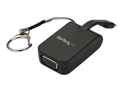 StarTech.com Compact USB C to VGA Adapter, 1080p 60Hz USB Type-C to VGA Video Display Converter with Keychain Ring, Active USB-C DP Alt Mode to VGA Monitor Dongle, Thunderbolt 3 Compatible - USB-C Keychain Adapter (CDP2VGAFC) - Adapter - 24 pin USB-C male to HD-15 (VGA) female - black - 1080p support