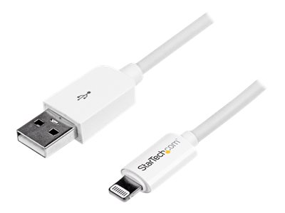 StarTech.com 3m (10ft) Long White Apple® 8-pin Lightning Connector to USB Cable for iPhone / iPod / iPad - Charge and Sync Cable (USBLT3MW) - Lightning cable - Lightning male to USB male - 3 m - white - for P/N: KITBXAVHDPEU, KITBXAVHDPNA, KITBXAVHDPUK, KITBXDOCKPEU, KITBXDOCKPUK, KITBZDOCK