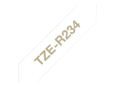 Brother TZe-R234 - Gold on white - Roll (1.2 cm x 4 m) 1 cassette(s) ribbon tape - for Brother PT-P750, P950, P-Touch PT-E310, P-Touch Cube PT-P300, P-Touch Cube Pro PT-P910