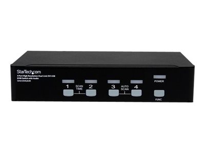 StarTech.com 4 Port High Resolution USB DVI Dual Link KVM Switch with Audio and USB 2.0 Hub (SV431DVIUAHR) - KVM / audio / USB switch - 4 x KVM / audio / USB - 1 local user - desktop - for P/N: DVID4N1USB10, DVID4N1USB15, DVID4N1USB6, SVA5N3NEUA, USBDVI4N1A10, USBDVI4N1A6