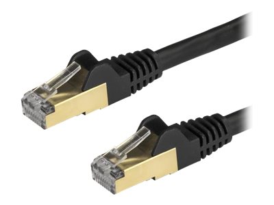 StarTech.com 7.5m CAT6A Ethernet Cable, 10 Gigabit Shielded Snagless RJ45 100W PoE Patch Cord, CAT 6A 10GbE STP Network Cable w/Strain Relief, Black, Fluke Tested/UL Certified Wiring/TIA - Category 6A - 26AWG (6ASPAT750CMBK) - Patch cable - RJ-45 (M) to RJ-45 (M) - 7.5 m - STP - CAT 6a - snagless, molded - black