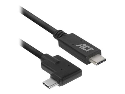 ACT - USB-kabel - 24 pin USB-C (M) recht naar 24 pin USB-C (M) gehoekt - USB 3.2 Gen 1 - 5 / 9 / 12 / 15 / 20 V - 3 A - 1 m - USB Power Delivery (60W) - zwart