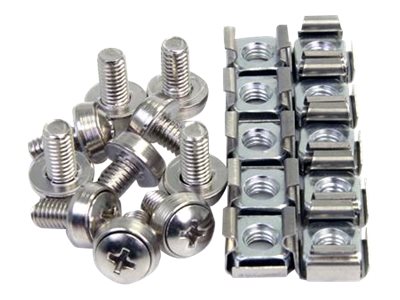 StarTech.com M6 Screws and Cage Nuts - 100 Pack - M6 Mounting Screws and Cage Nuts for Server Rack and Cabinet - Silver (CABSCREWM62) - Rack screws and nuts (pack of 100) - for P/N: RACK-21U-20-WALL-OA, RACK-24U-20-WALL-OA, RK12OD2, SHELF-2U-20-CENTER-V
